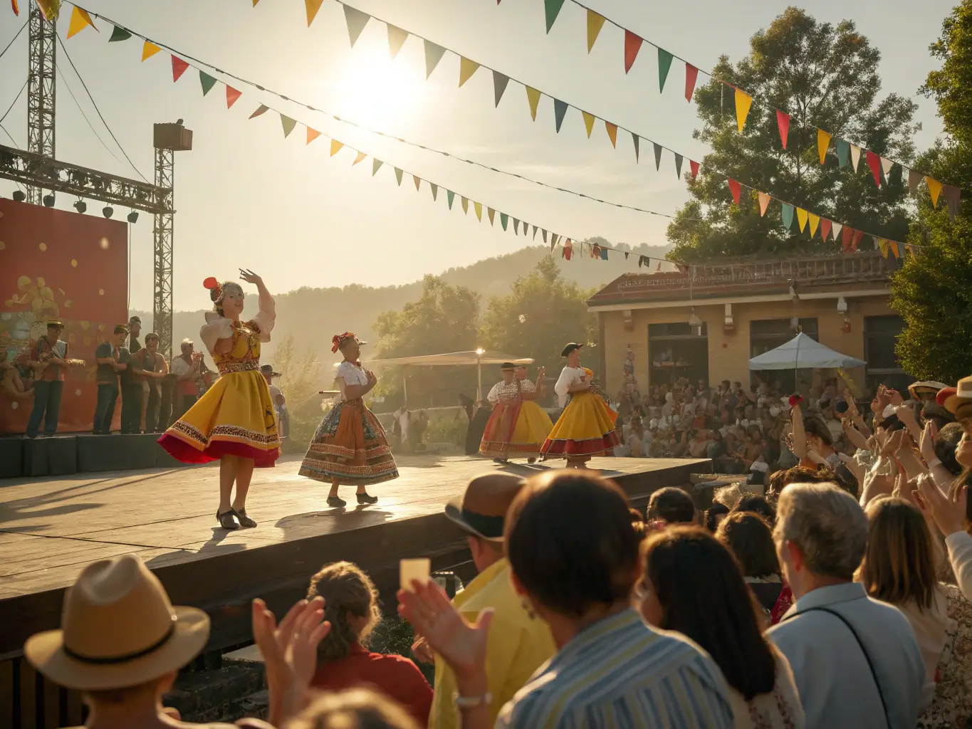 A vibrant image of a cultural event organized by LES AMIS DE L'ABBATIALE, featuring traditional music, dance, or local crafts.